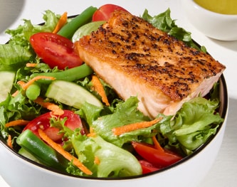 FreshDirect Green Salad with Grilled Salmon