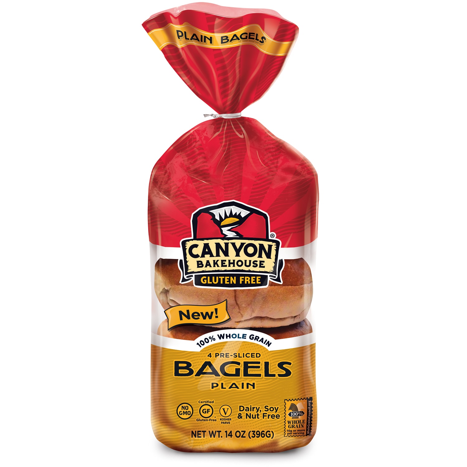 Canyon Bakehouse Gluten Free Bagels, Plain, Frozen