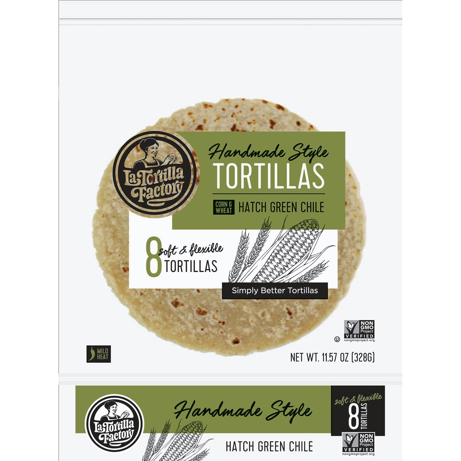 La Tortilla Factory Handmade Style Tortillas, Hatch Green Chile 