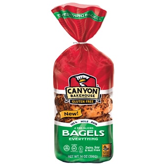 Canyon Bakehouse Gluten Free Bagels, Everything, Frozen