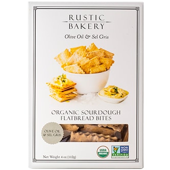 Rustic Bakery Organic Sourdough Flatbread Bites, Olive Oil & Sel Gris