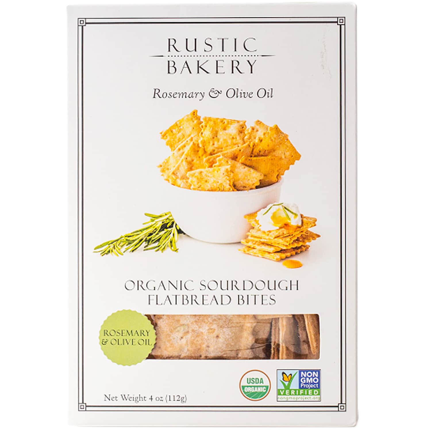 Rustic Bakery Organic Sourdough Flatbread Bites, Rosemary & Olive Oil