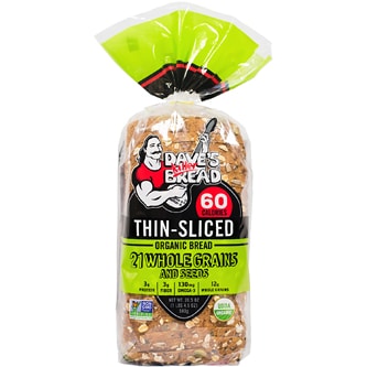 Dave's Killer Bread Organic Bread, 21 Whole Grains and Seeds, Thin-Sliced, Frozen