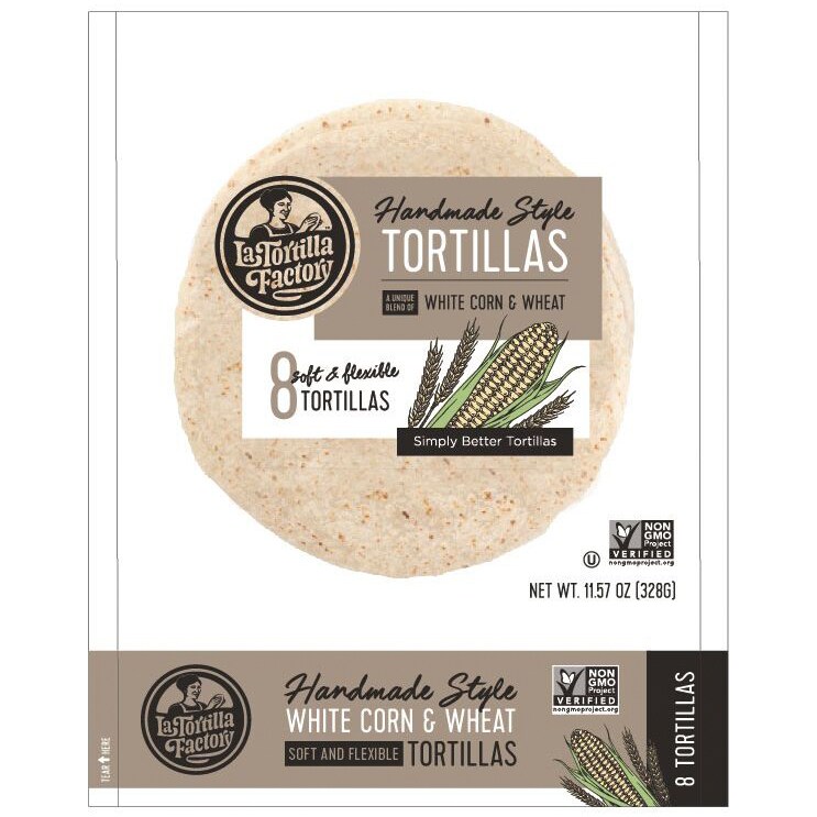 La Tortilla Factory Handmade Style Tortillas, White Corn & Wheat