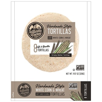 La Tortilla Factory Handmade Style Tortillas, White Corn & Wheat