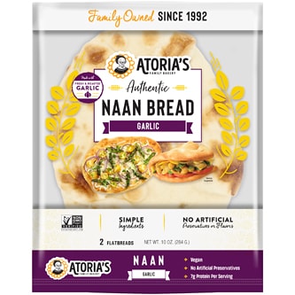 Atoria's Family Bakery Garlic Naan, Frozen