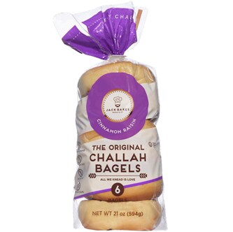 Jack Bakes Challah Bagels, Cinnamon Raisin, Frozen