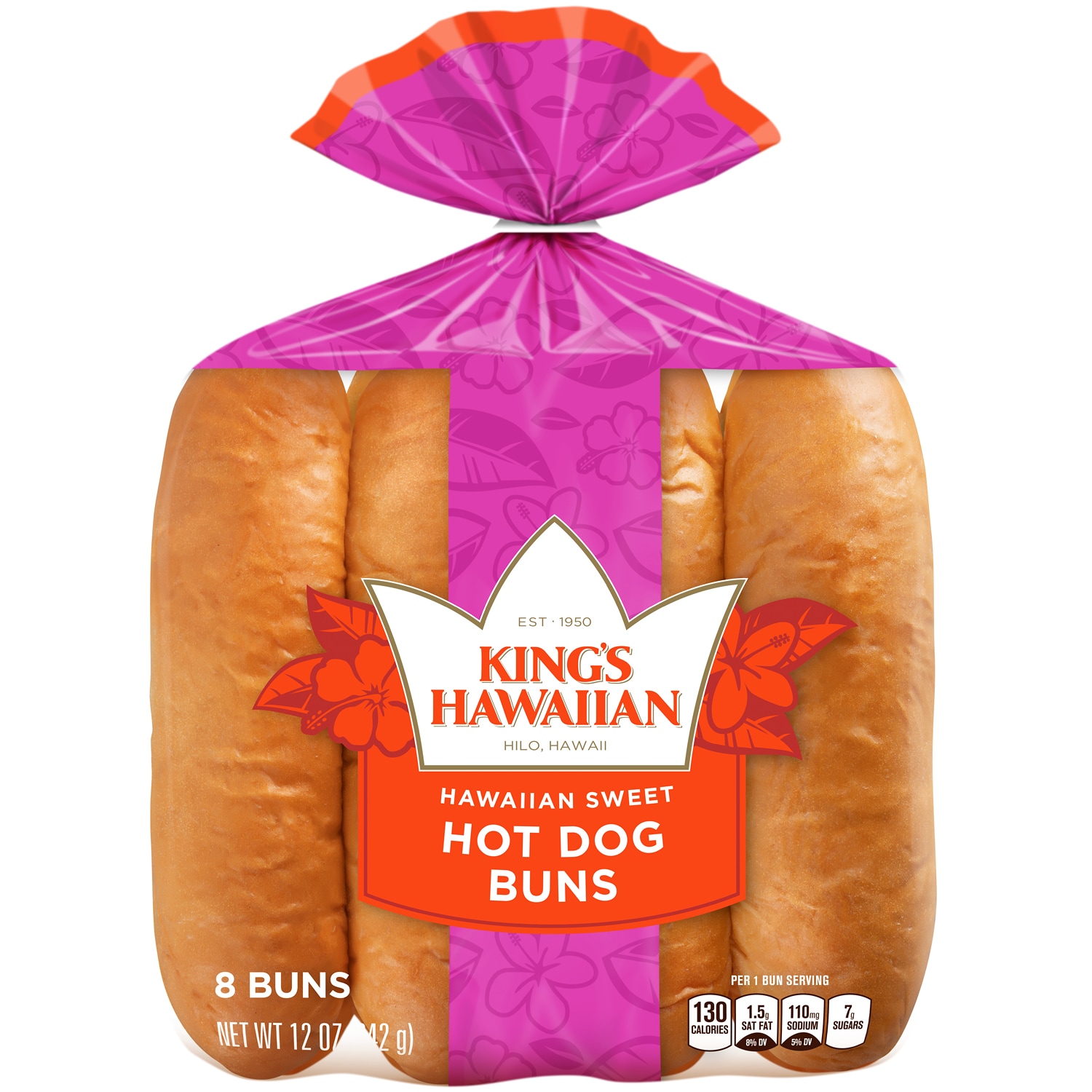 King's Hawaiian Original Hawaiian Sweet Hot Dog Buns, Frozen