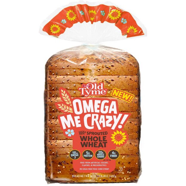 Schmidt Old Tyme Omega Me Crazy! 100% Sprouted Whole Wheat Bread