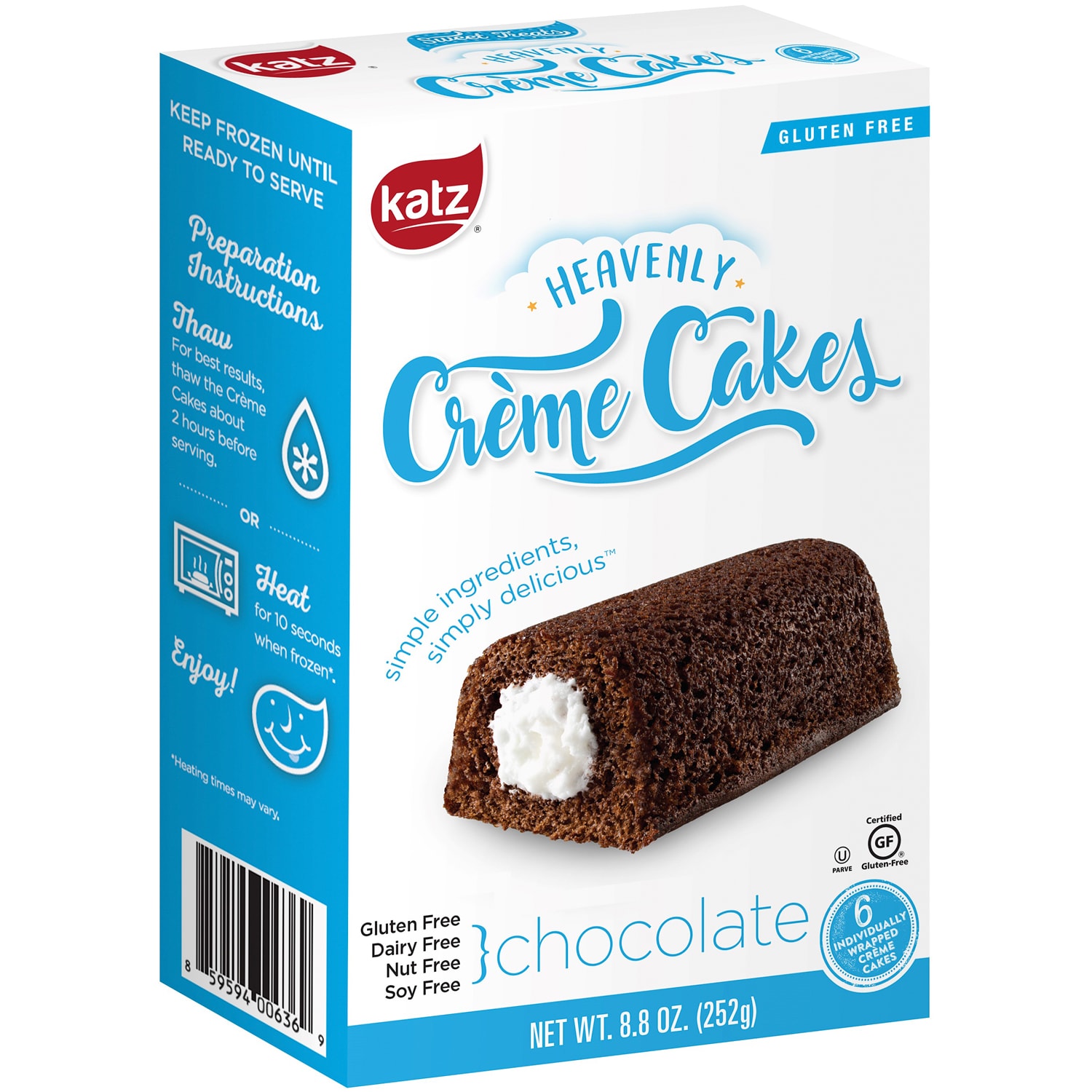 Katz Gluten Free Chocolate Crème Cakes, Frozen