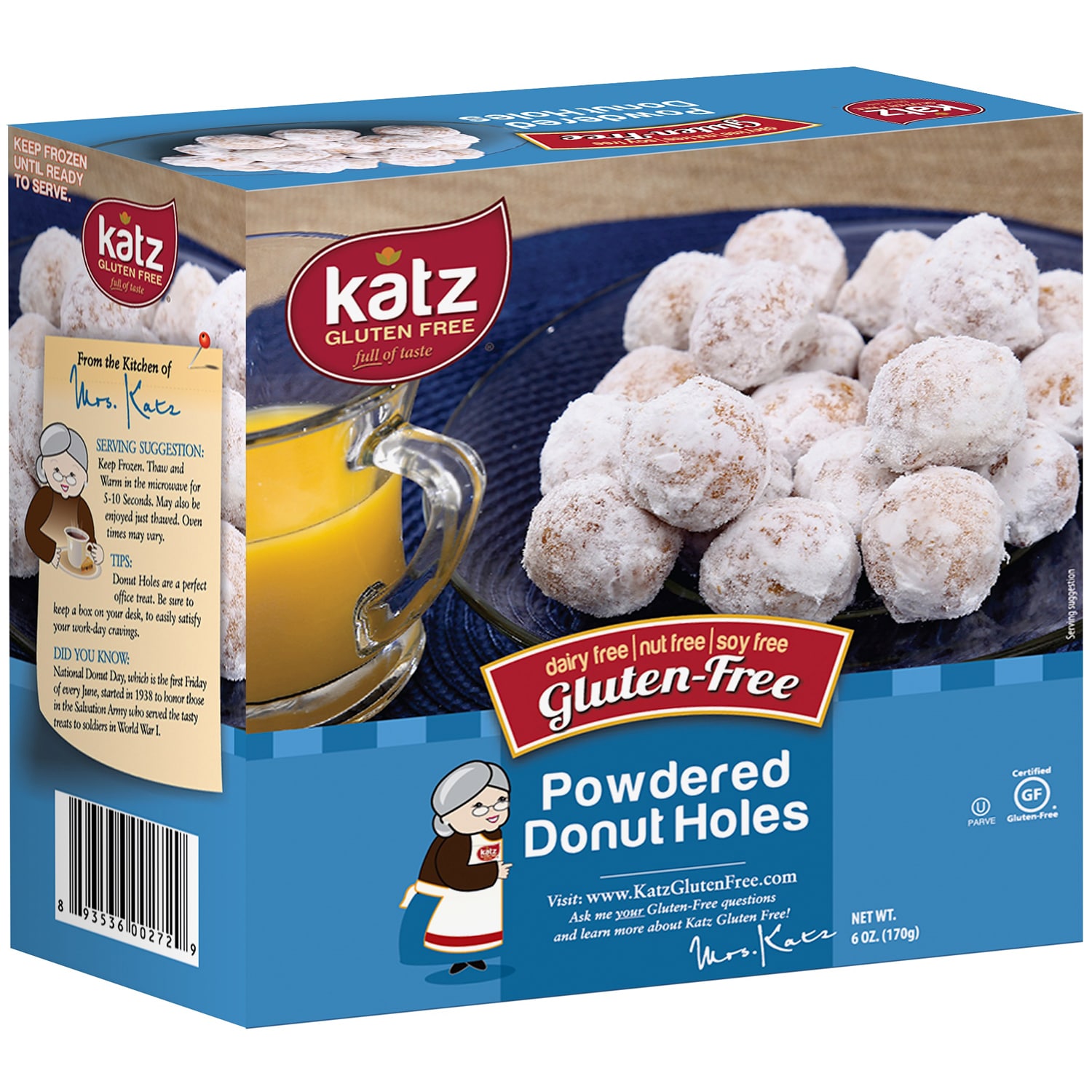 Katz Gluten Free Powdered Donut Holes, Frozen