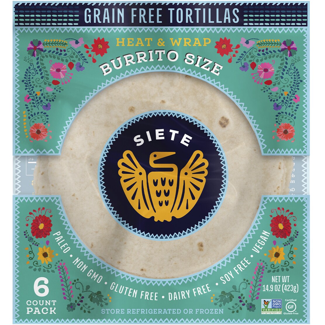 Siete Grain Free Tortillas, Burrito Size, Frozen