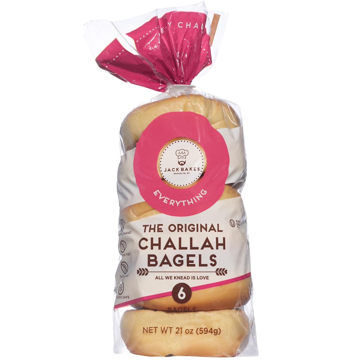 Jack Bakes Challah Bagels, Everything, Frozen 