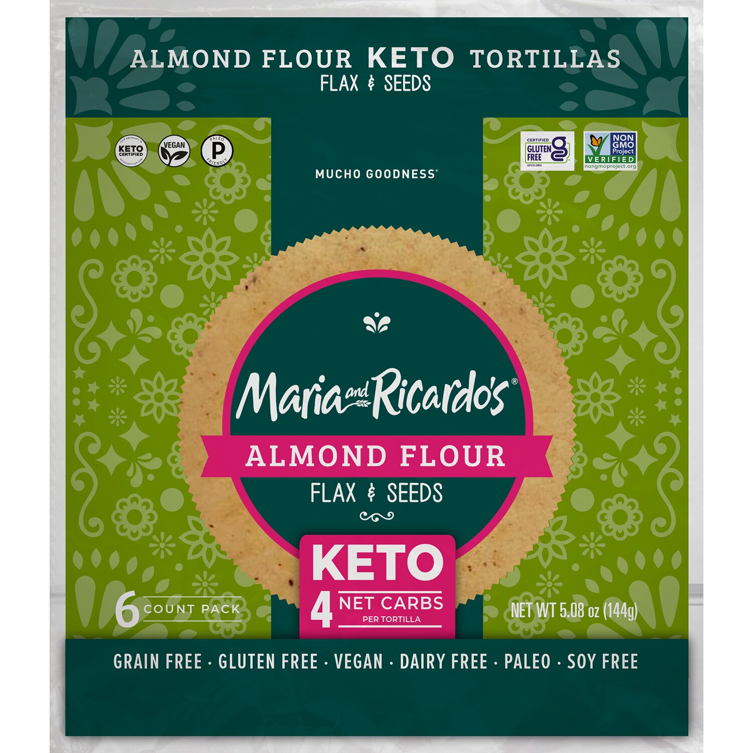 Maria and Ricardo's Almond Flour Keto Tortillas, Flax & Seeds, Frozen