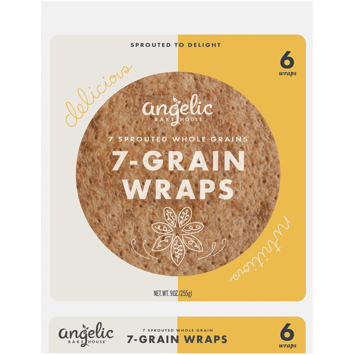 Angelic Bakehouse 7 Sprouted Whole Grain Wraps, Frozen