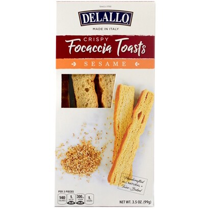 Delallo Crispy Focaccia Toasts, Sesame