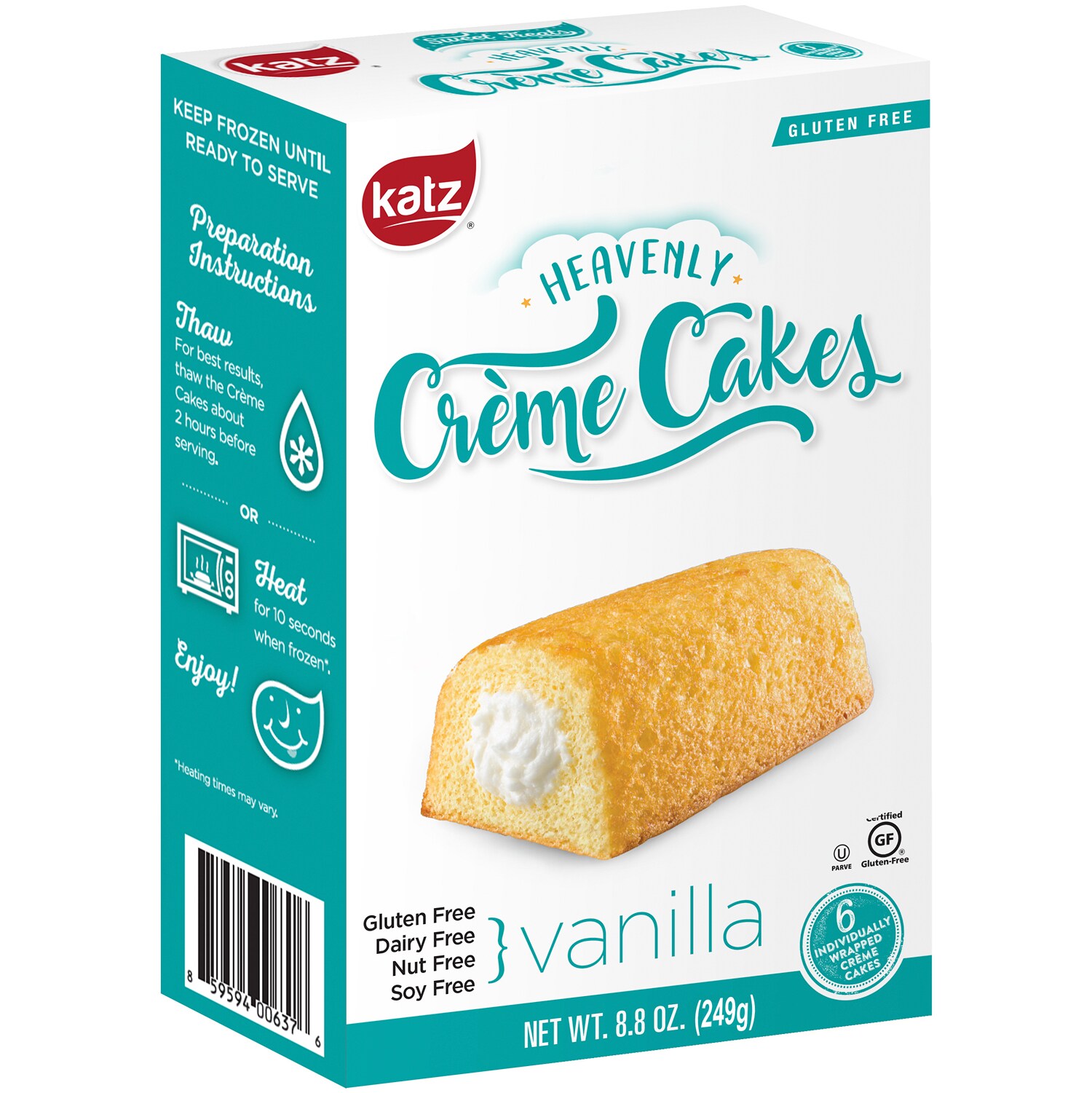 Katz Gluten Free Crème Cakes, Vanilla, Frozen