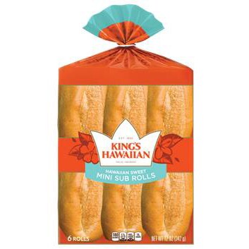 King's Hawaiian Original Hawaiian Sweet Mini Sub Rolls, Frozen