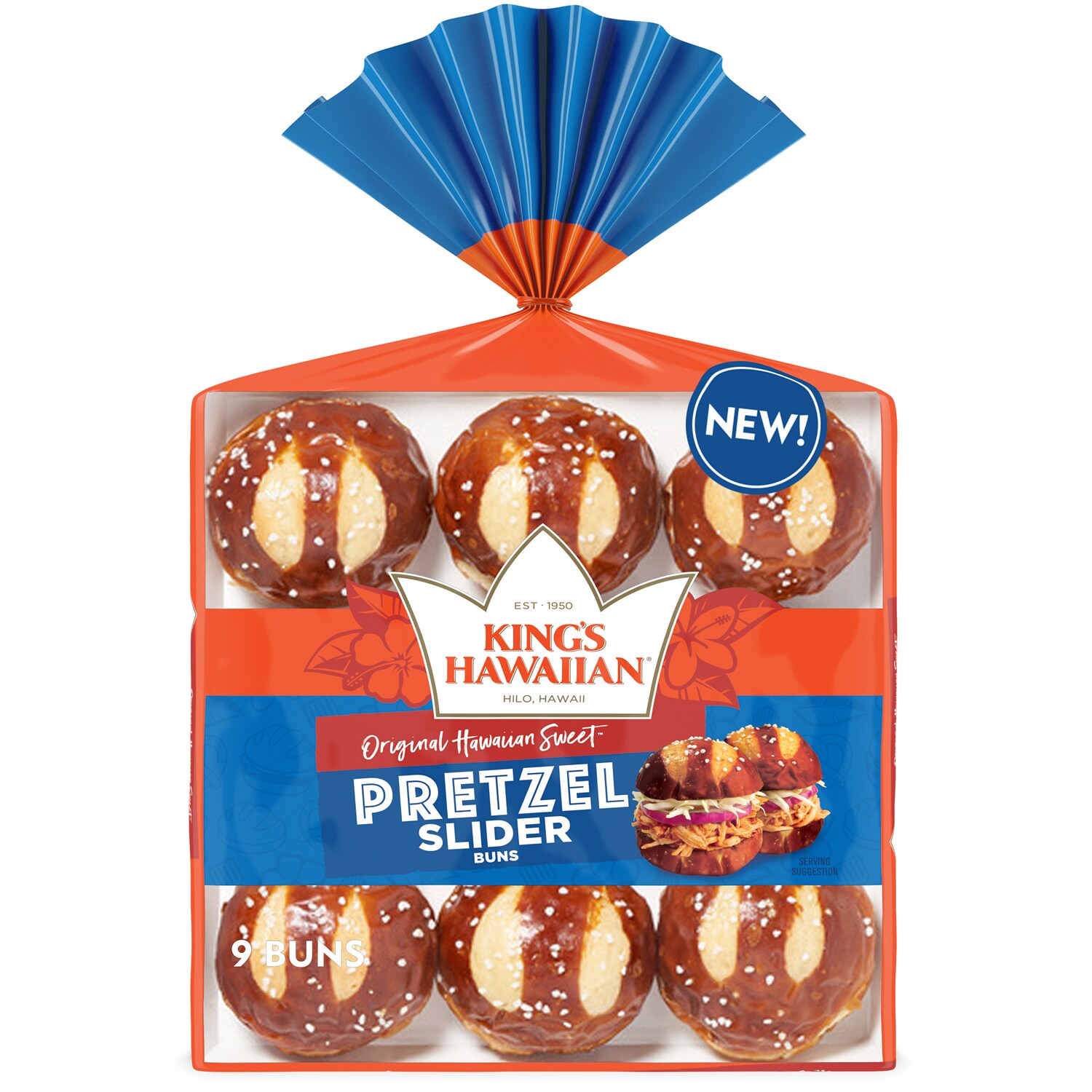 King's Hawaiian Original Hawaiian Sweet Pretzel Slider Buns, Frozen