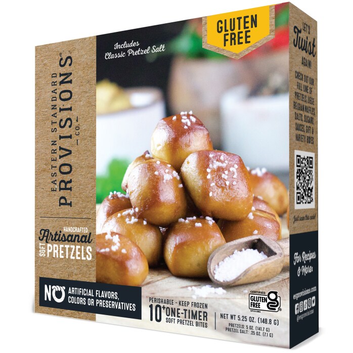 Eastern Standard Provisions Gluten Free Handcrafted Artisanal One-Timer Soft Pretzel Bites, Frozen
