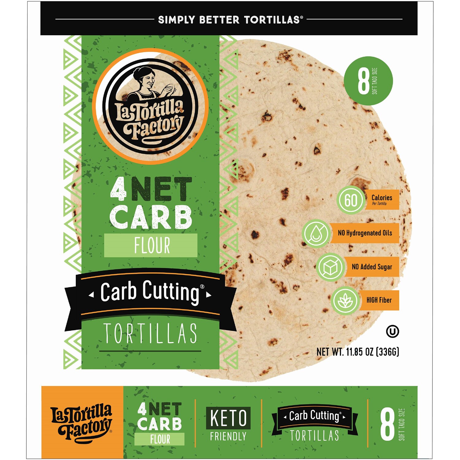 La Tortilla Factory Carb Cutting 4 Net Carb Tortillas, Flour 