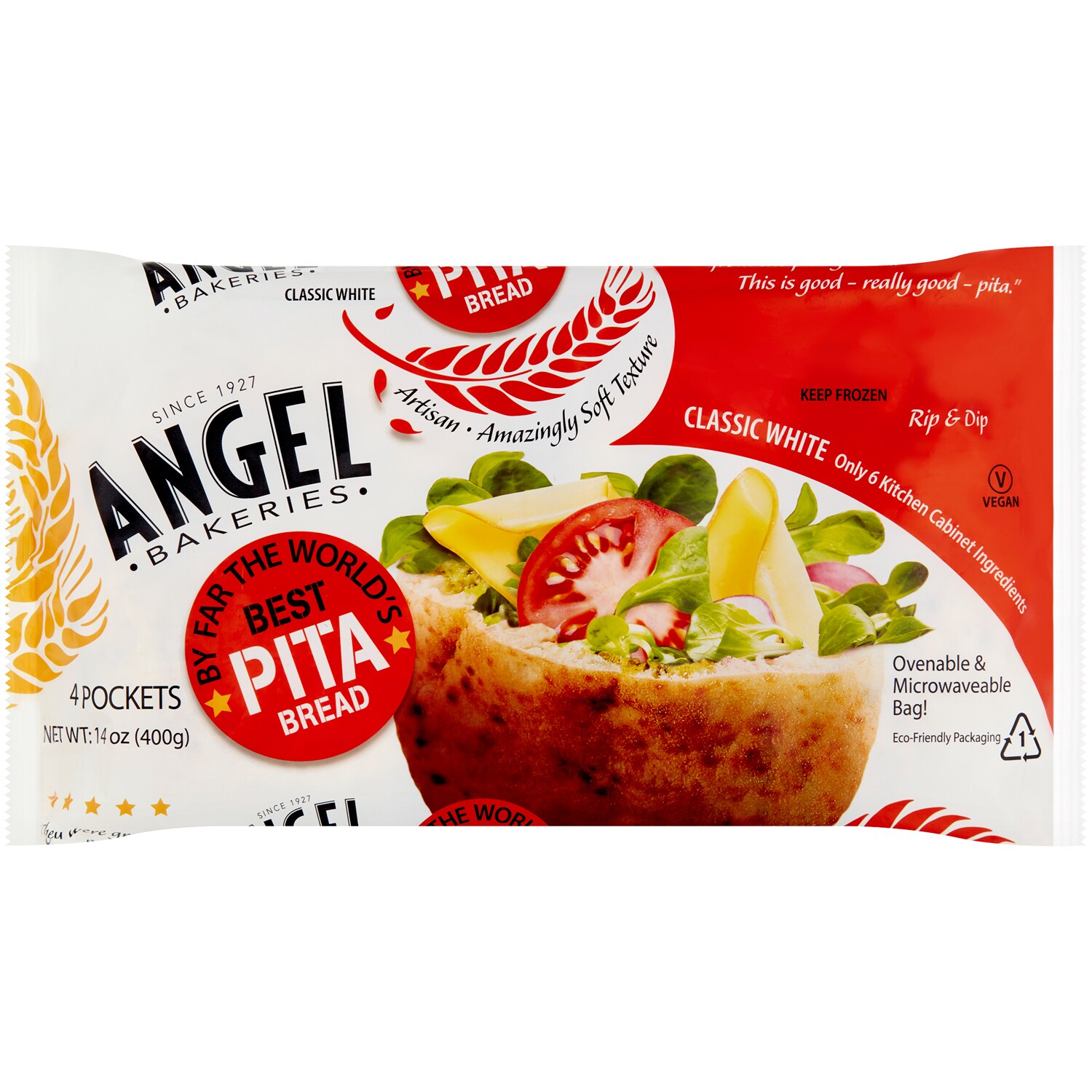 Angel Bakeries Pita Bread, Classic White, Frozen