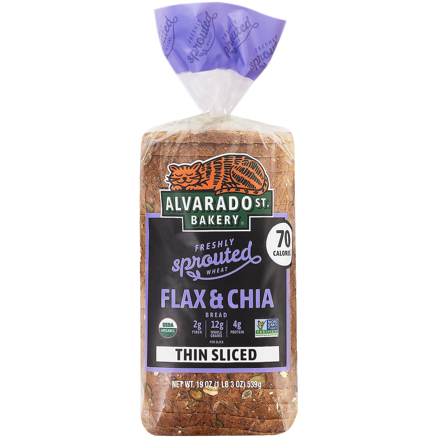 Alvarado St. Bakery Sprouted Wheat Thin Sliced Bread, Flax & Chia, Frozen