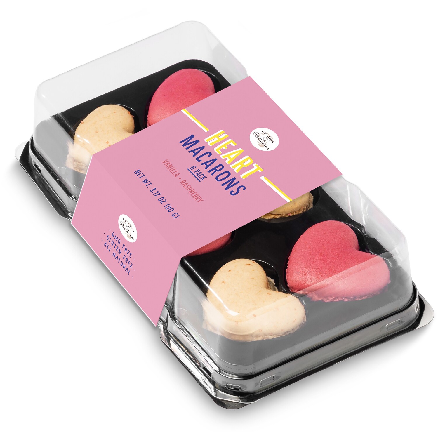 Le Chic Patissier Heart Macarons, Vanilla & Raspberry, Frozen