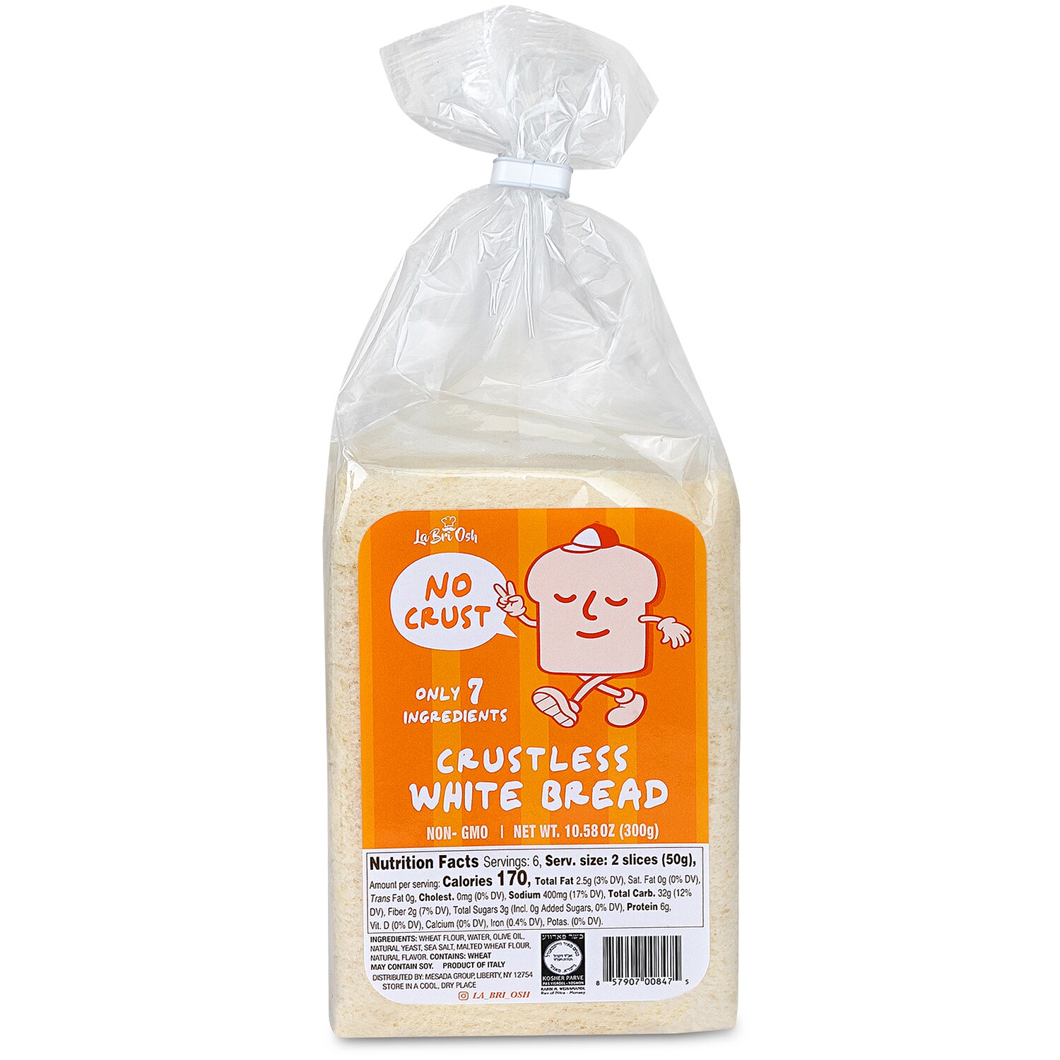 La Bri Osh Crustless Bread, White, Frozen