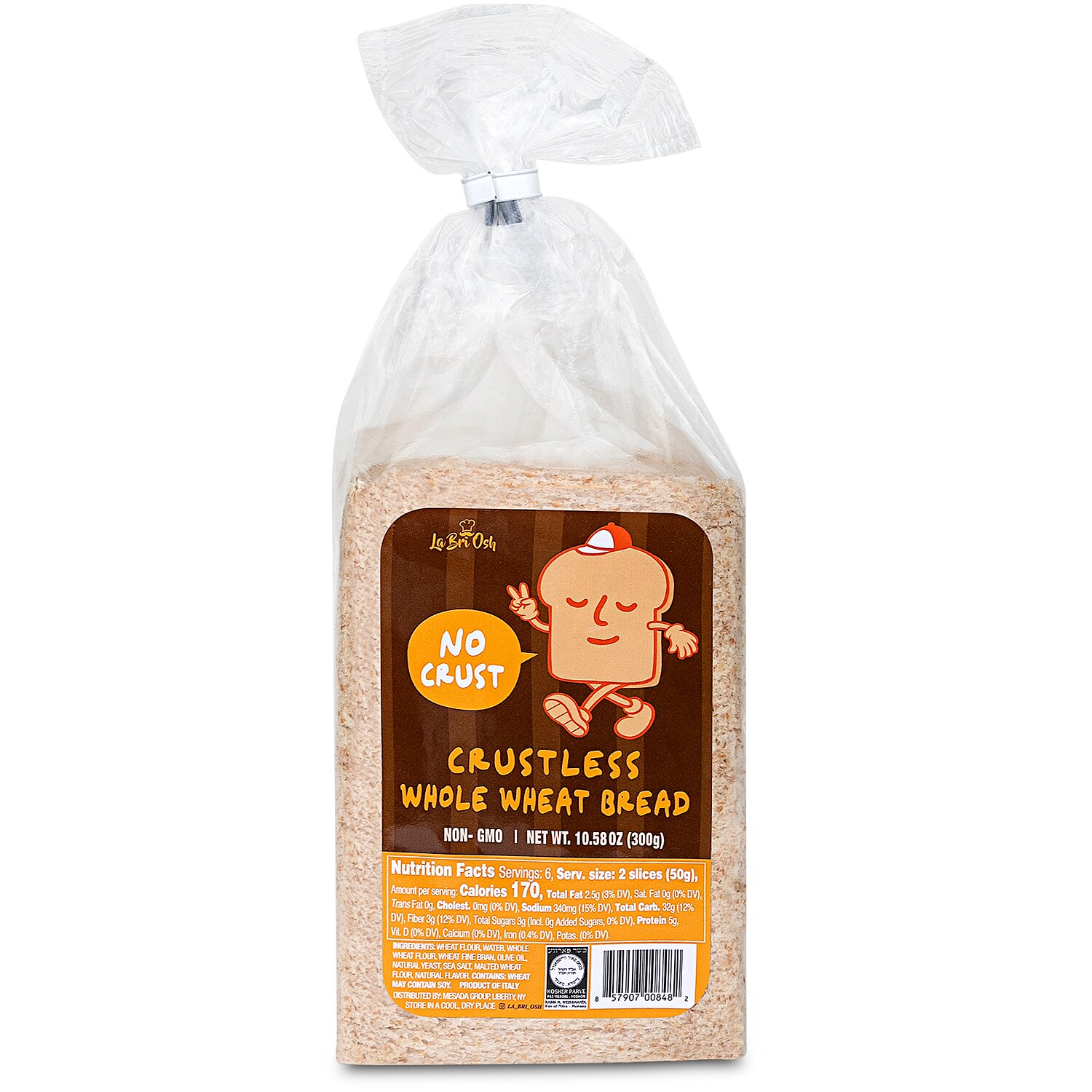 La Bri Osh Crustless Bread, Whole Wheat, Frozen