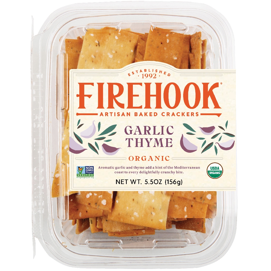 Firehook Mediterranean Baked Crackers, Garlic Thyme