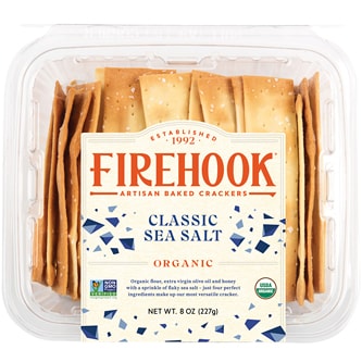 Firehook Organic Mediterranean Baked Crackers, Sea Salt