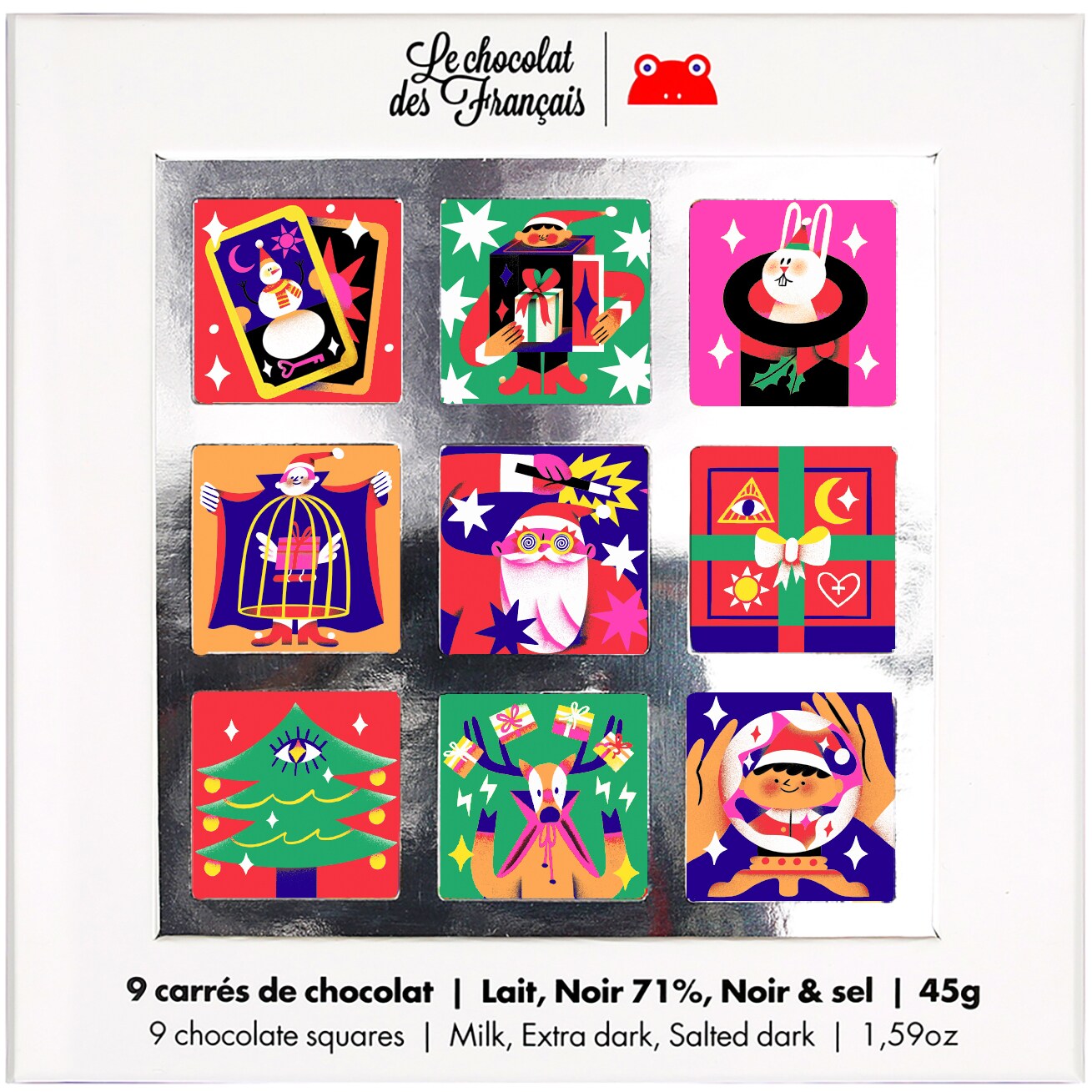 Le Chocolat des Francais Chocolate Squares, Extra Dark, Salted Dark