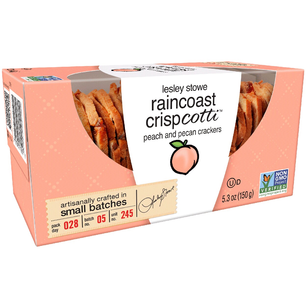 Lesley Stowe Raincoast Crispcotti, Peach Pecan