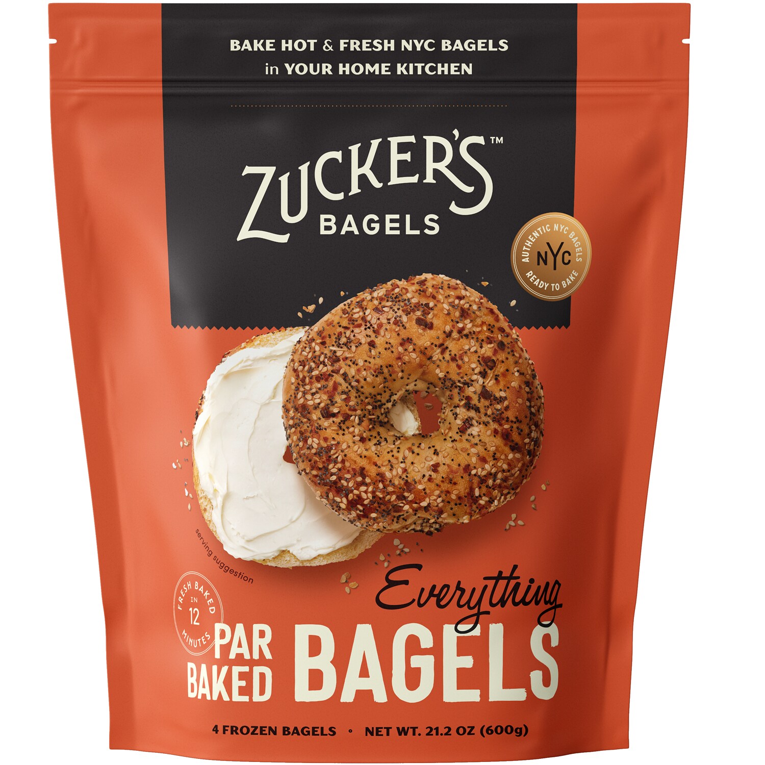 Zucker's Par Baked Bagels, Everything, Frozen