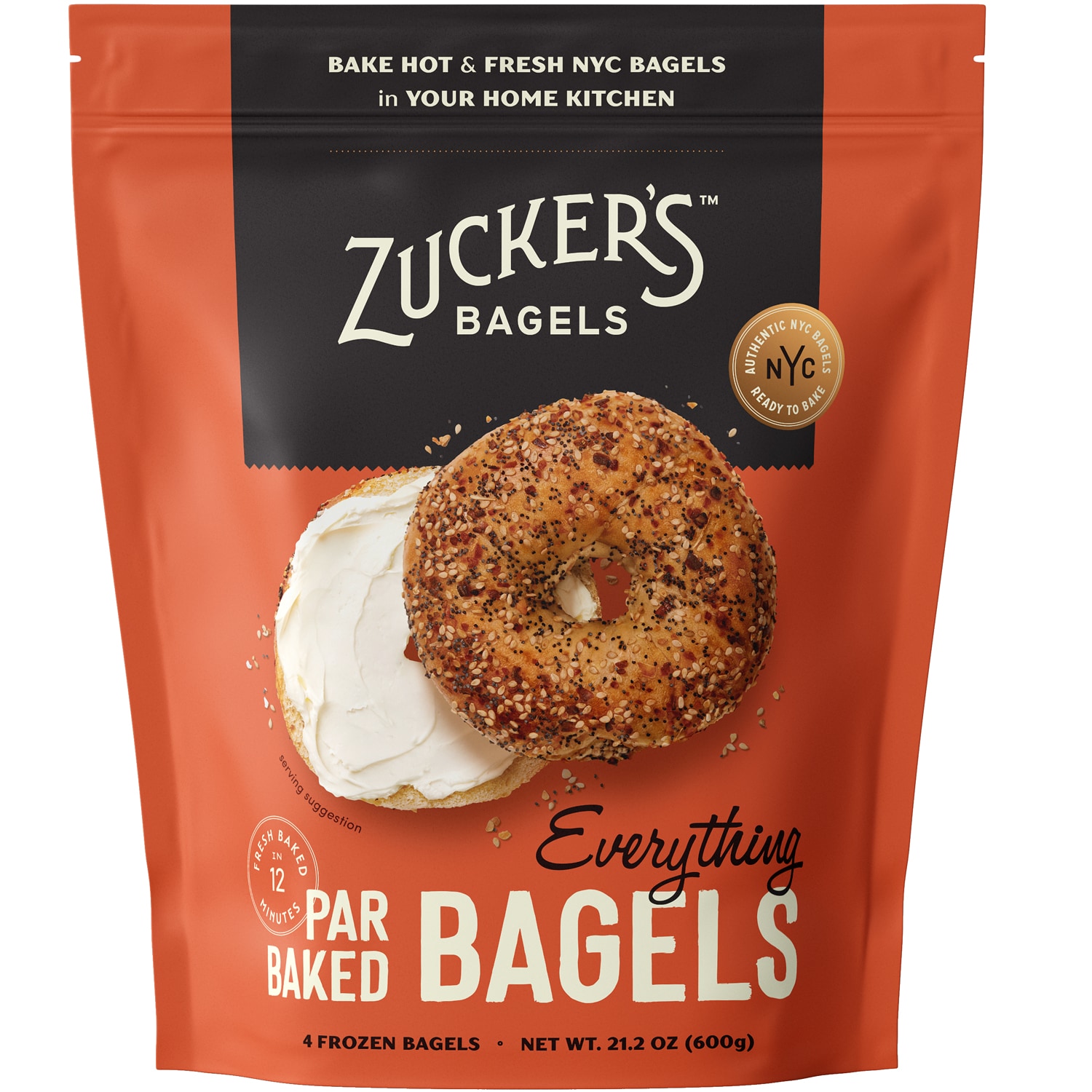 Zucker's Par Baked Bagels, Everything, Frozen