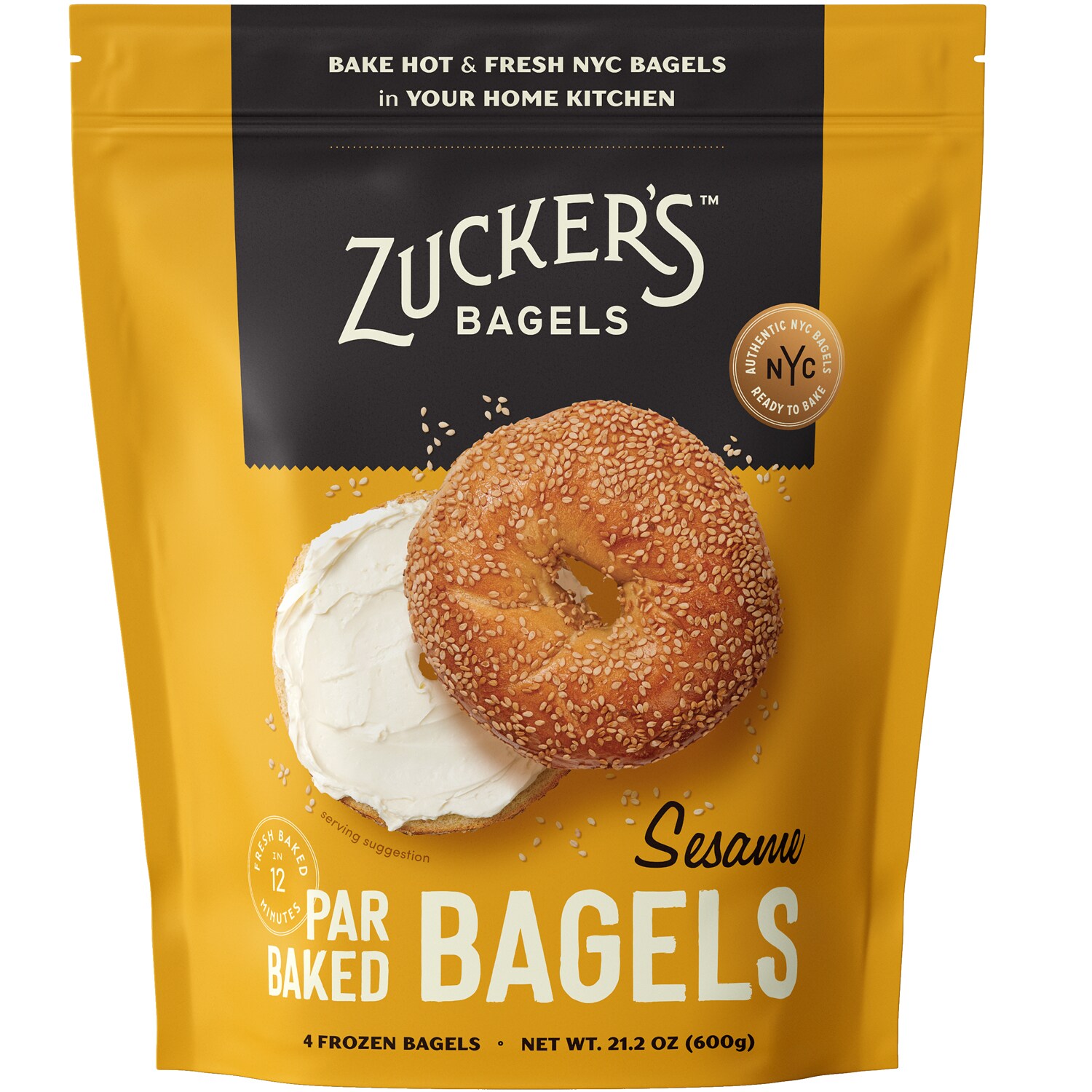 Zucker's Par Baked Bagels, Sesame, Frozen