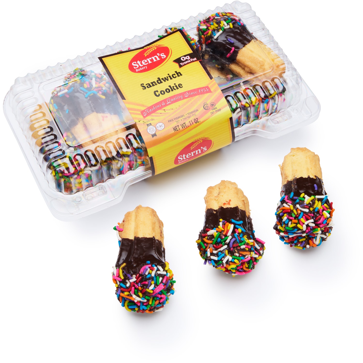 Stern's Chocolate dipped Sandwich cookie w/sprinkles