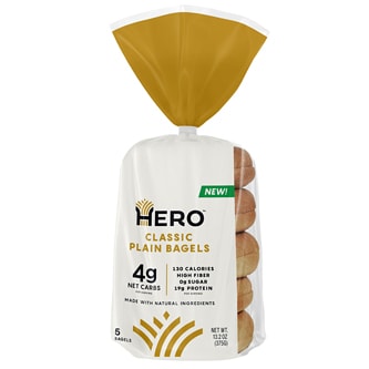 Hero Bread Classic Plain Bagels, Frozen
