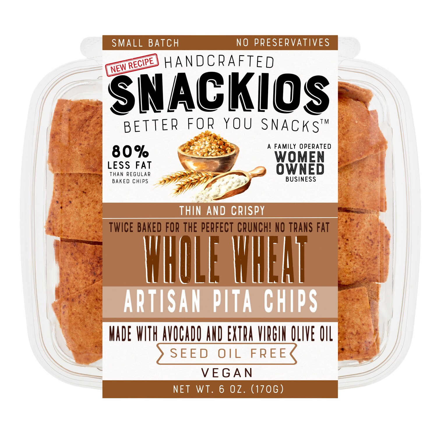 Snackios Pita Chips, Whole Wheat