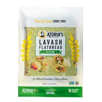 Atoria's Family Bakery Lavash Flatbread, Spinach, Frozen