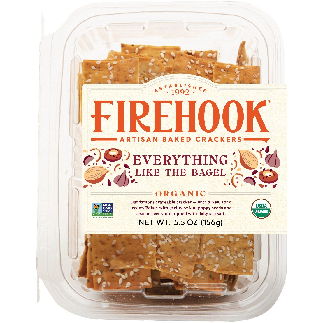 Firehook Organic Mediterranean Baked Crackers, Everything