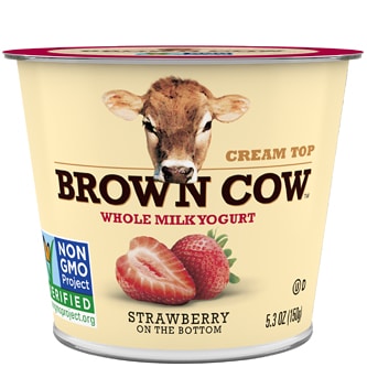 Brown Cow Fruit on the Bottom Cream Top Yogurt, Strawberry