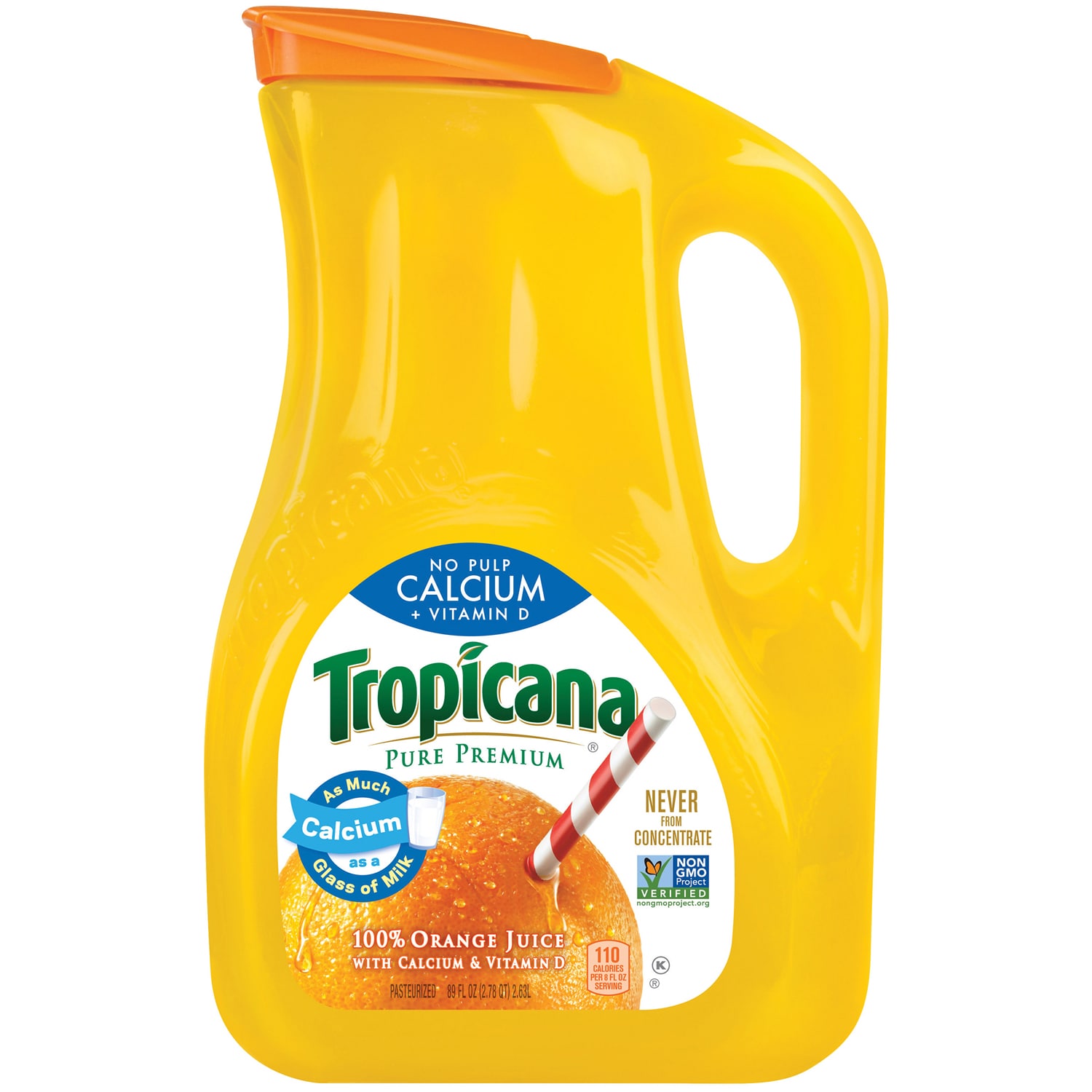 Tropicana Pure Premium Orange Juice, Calcium + Vitamin D, No Pulp, Plastic Bottle