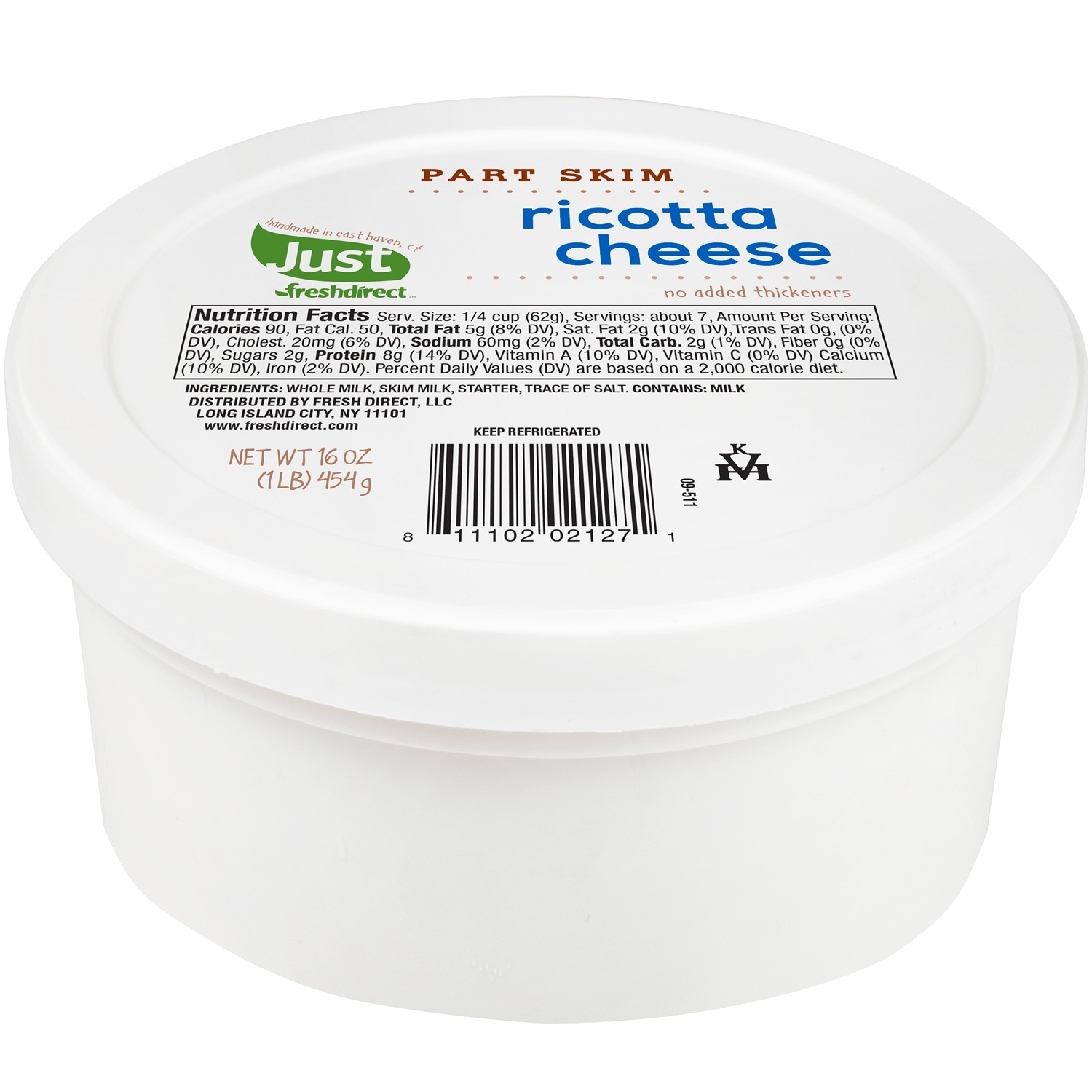 Just FreshDirect Local Part-Skim Ricotta Cheese