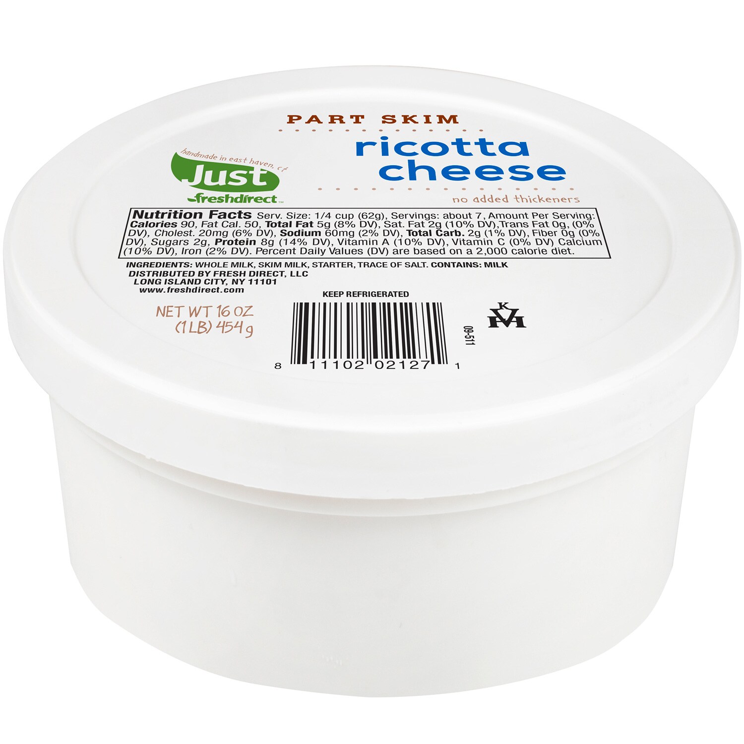 Just FreshDirect Local Part-Skim Ricotta Cheese