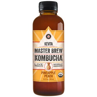 KeVita Master Brew Kombucha, Pineapple Peach, Glass Bottle