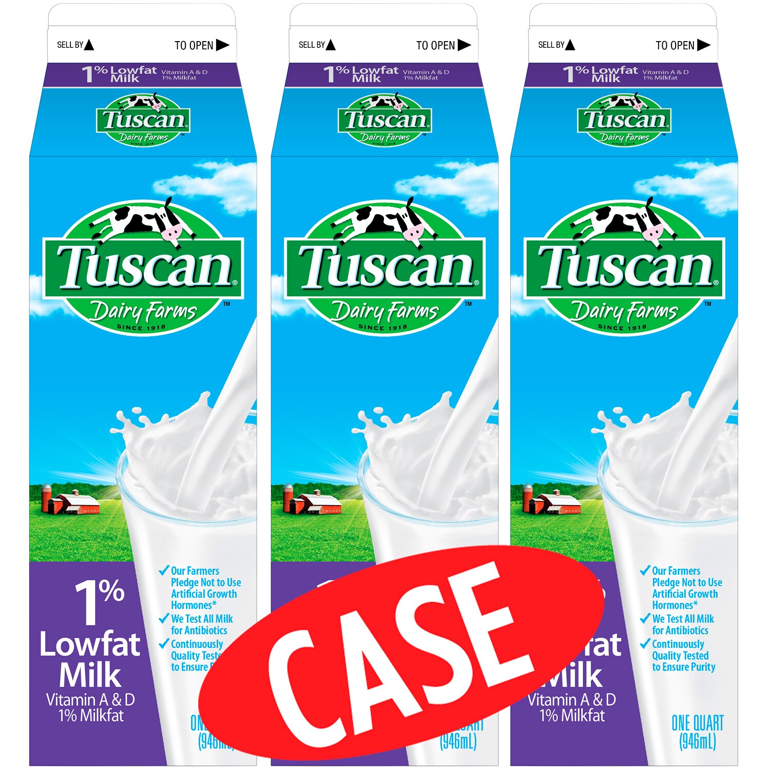 Tuscan Dairy Farms 1% Milk, Cartons