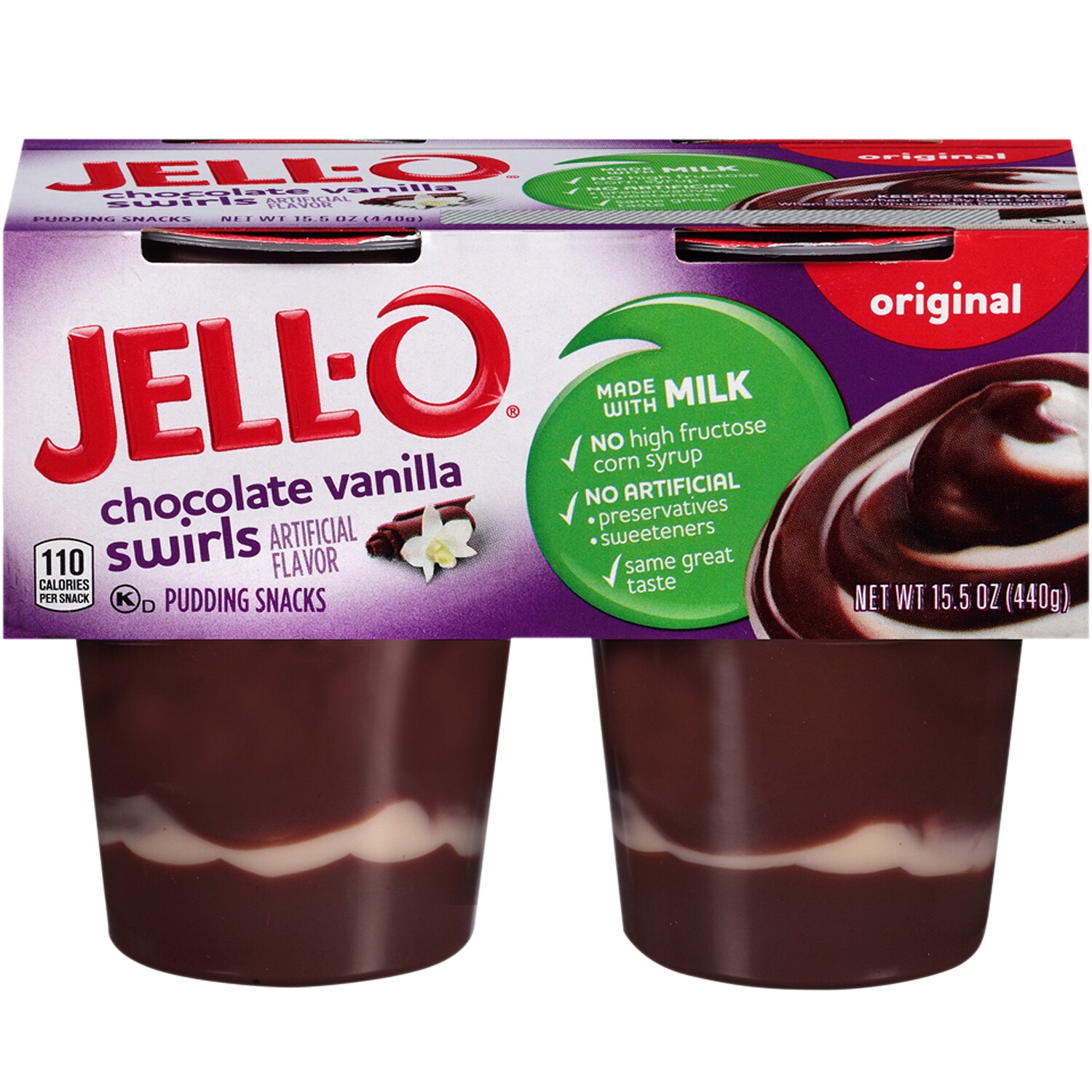 JellO Pudding, Chocolate Vanilla Swirls 4ct FreshDirect