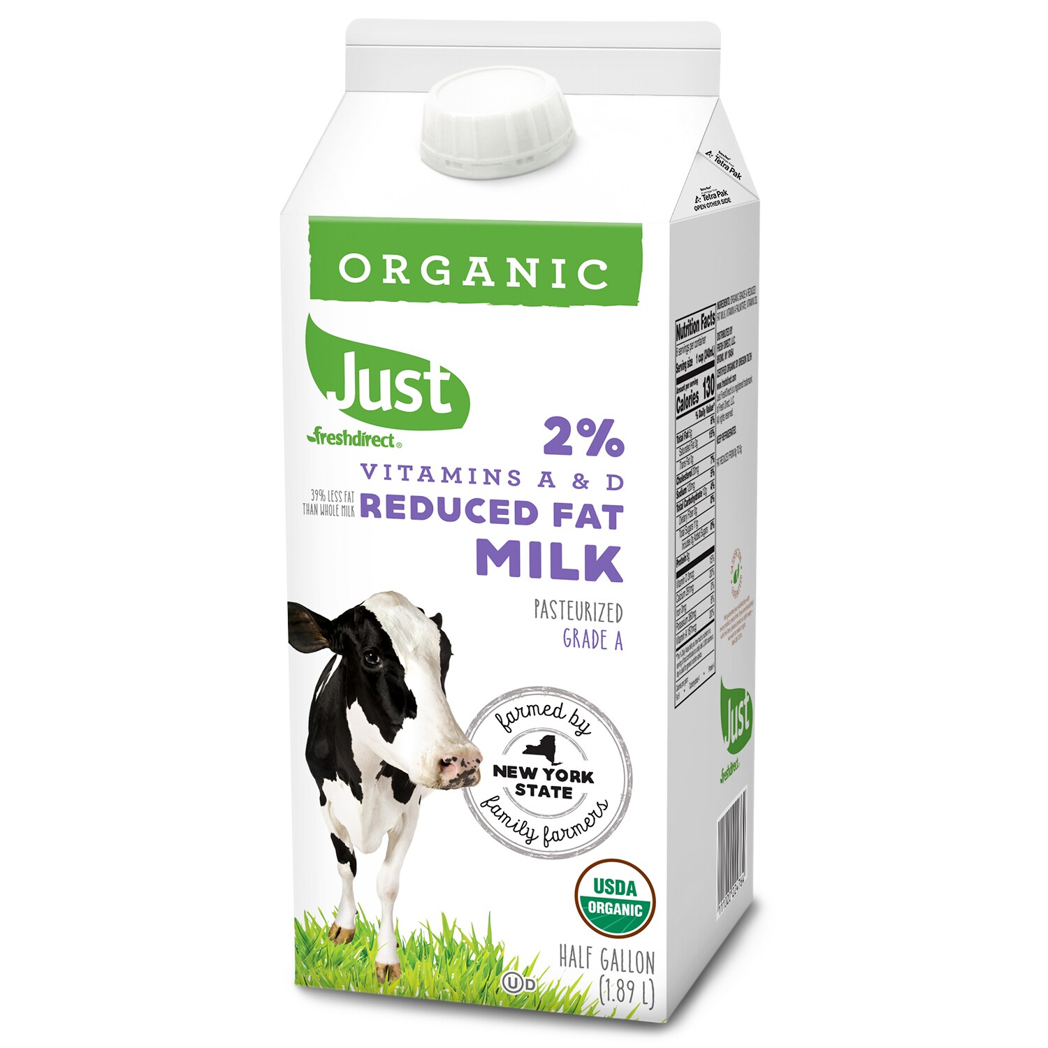 Just FreshDirect Local Organic 2% Reduced Fat Milk, Carton
